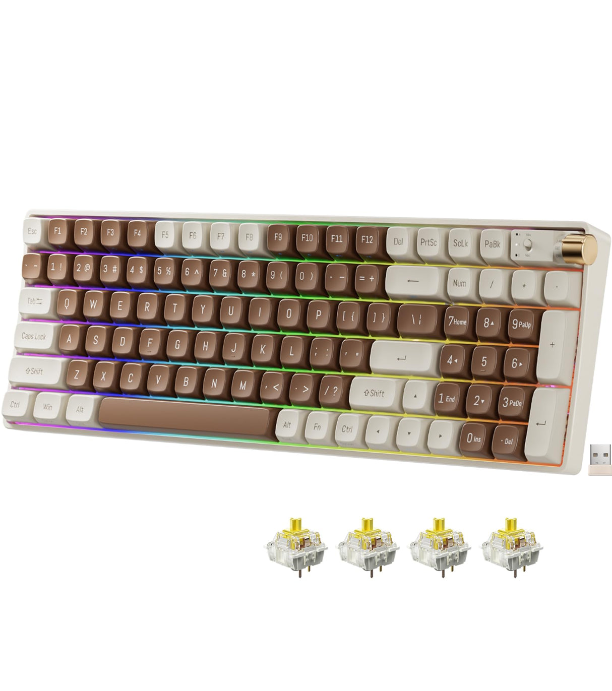 ROYALAXE R100 Wireless Mechanical Keyboard, Hot Swappable Wired/2.4G Wireless/Bluetooth Keyboard with RGB Light for Windows & Mac, PBT Keycaps, ROYALAXE