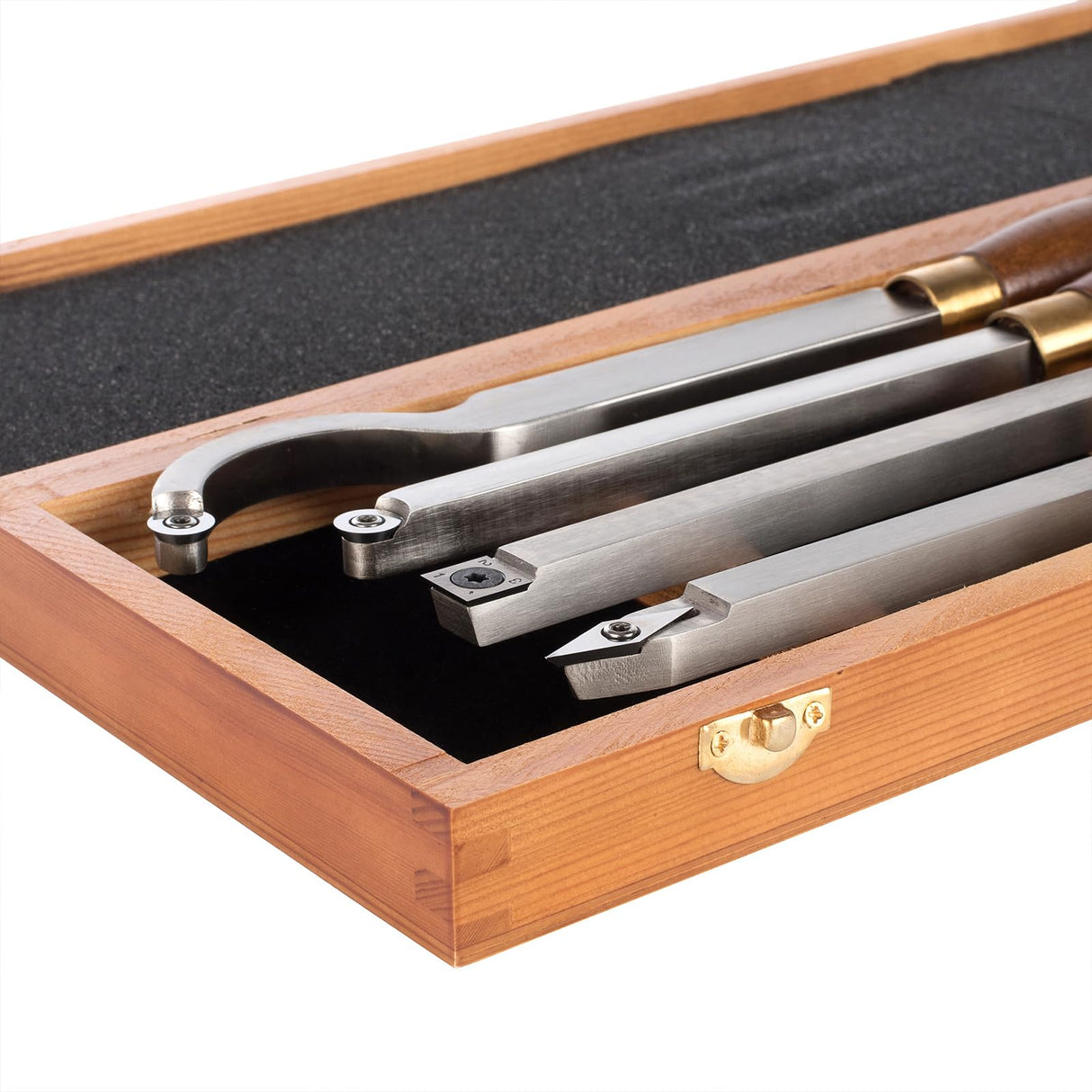 IMOTECHOM 4-Pieces Carbide Tipped Woodturning Tools Lathe Chisel Set with Stainless Steel Blade, Wooden Box IMOTECHOM