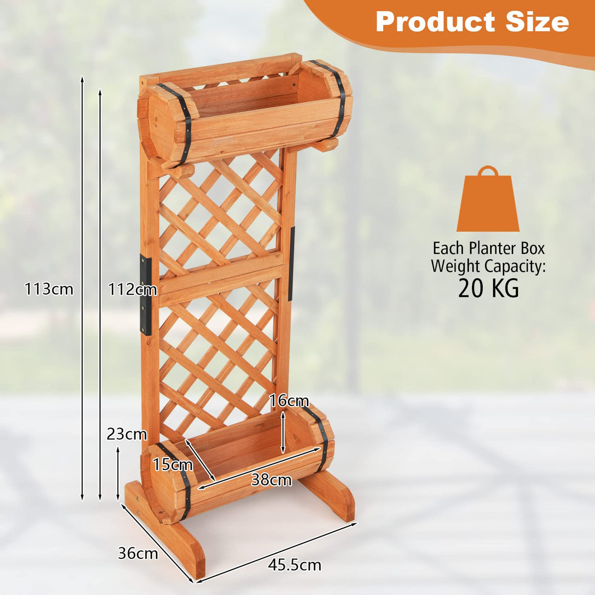 S AFSTAR Raised Garden Bed with Trellis, Outdoor Wood Garden Planter W/ 2-Tier Round Planter Box & Trellis for Vine Climbing Plants Growing, Vertical S AFSTAR