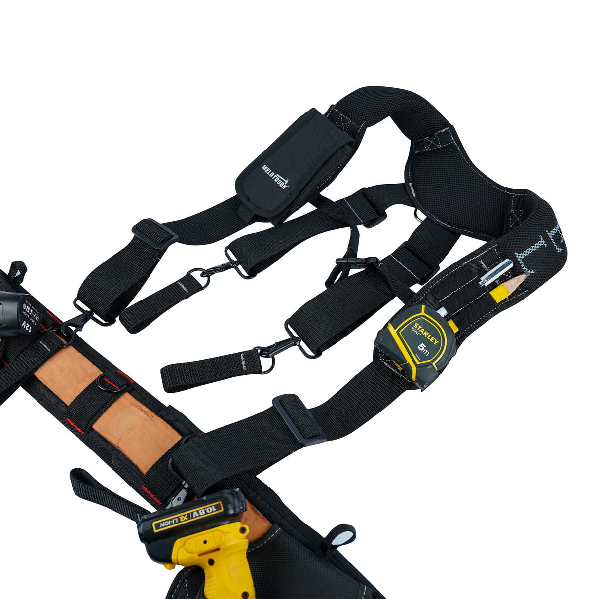MELOTOUGH Work Belt Suspender Tool Belt Suspenders Bag Suspenders for Men Heavy Duty with Gel Shoulder Pad Detachable Phone Holder for MELOTOUGH