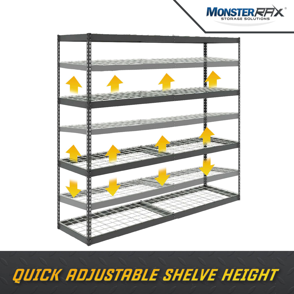 MonsterRax Heavy Duty Garage Shelving - 24" x 92" x 84" - 500 lbs/Shelf - Adjustable 4 Tier Metal Utility Shelves - High Grade Steel Storage Rack for MonsterRAX Storage Solutions