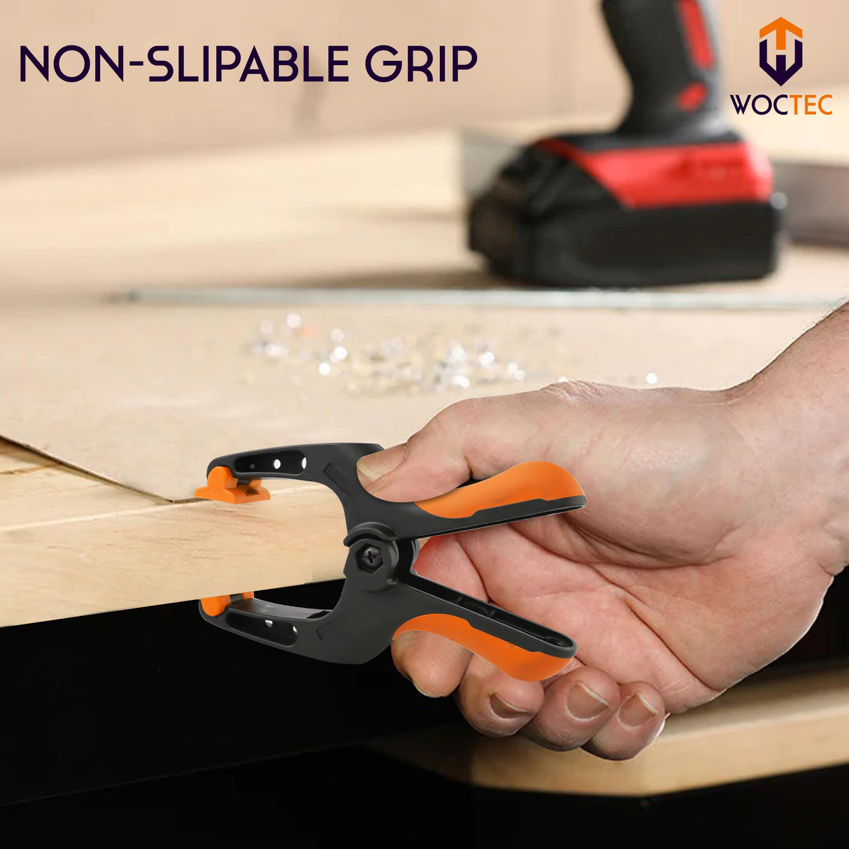 WOCTEC 4-Pack Spring Clamps Heavy Duty - 6 Inch Large Plastic Clamps for Crafts and Pool Cover Clips with 3 Inch Jaw Opening- Wodworking Clamps for Woctec