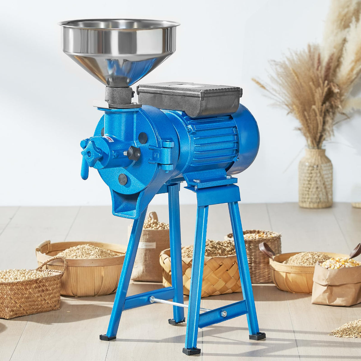 VEVOR Electric Grain Mill Grinder, 1500W 110V Dry & Wet Spice Grinder, Commercial Corn Mill with Funnel, Thickness Adjustable Powder Machine, Heavy VEVOR