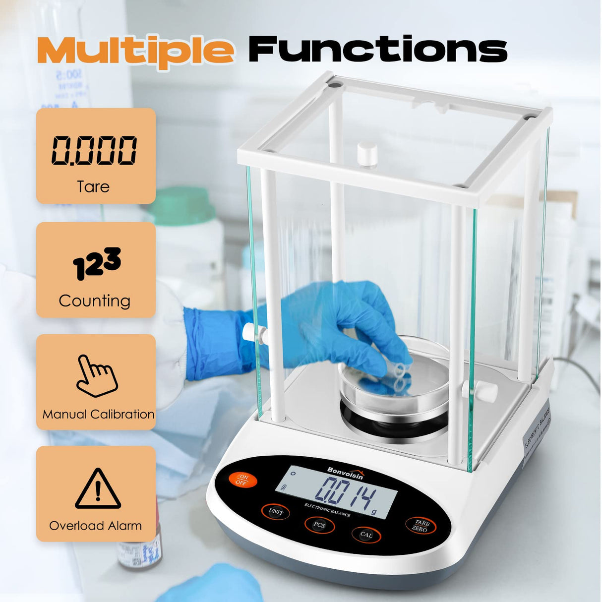 Bonvoisin Analytical Balance 300gx1mg Precision Lab Scale Digital Electronic Scale 1mg Laboratory Analytical Scale LCD Display Scientific Scale with Bonvoisin