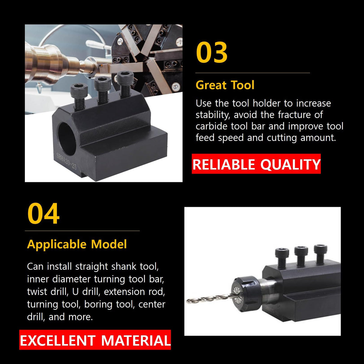 SBHA20-25 Boring Tool Sleeve Milling Lathe Tool, Boring Bar Holder CNC Lathe Inner Diameter Auxiliary Tool Holder CNC Lathe Tool for CNC Engraving SALUTUYA