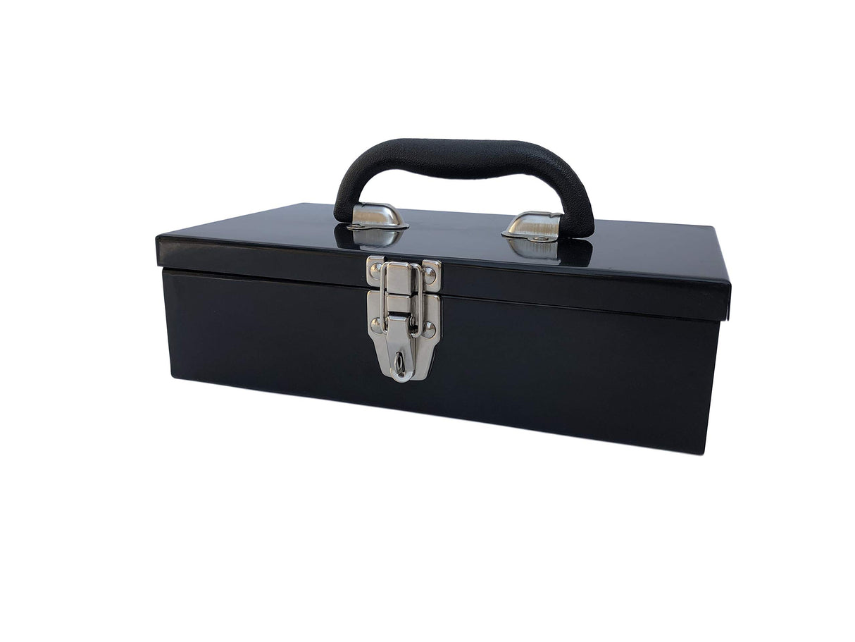 Workington Portable Carpenter Metal Tool Box with Latch, Small Parts Box, Sockets Storage Box Organizer 4002 Black Workington