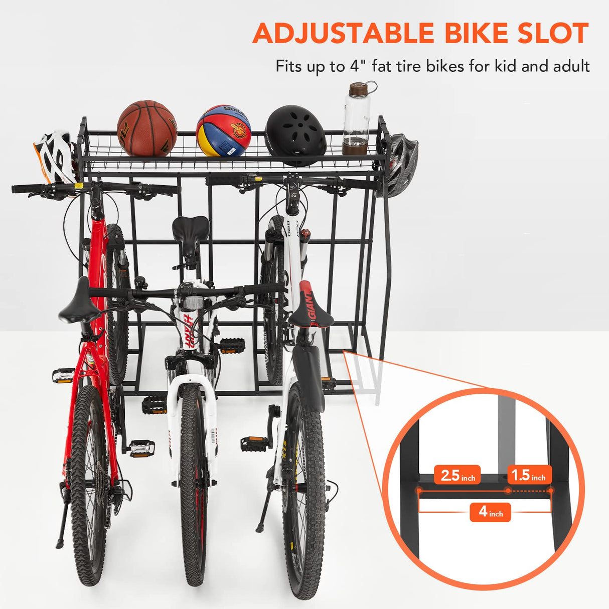 HEALTH LINE PRODUCT 4 Bike Stand Rack, Indoor Bike Storage, Bicycle Rack for Garage - Metal Stability Floor Bicycle Station for Parking HEALTH LINE PRODUCT