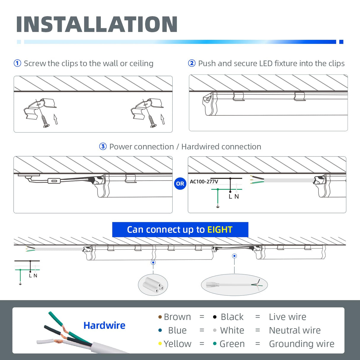 Barrina T5 3FT LED Shop Light, 1900lm,5000K Daylight White, 16W Utility Light Fixture, Ceiling and Under Cabinet Light for Workshop Garage, Corded Barrina