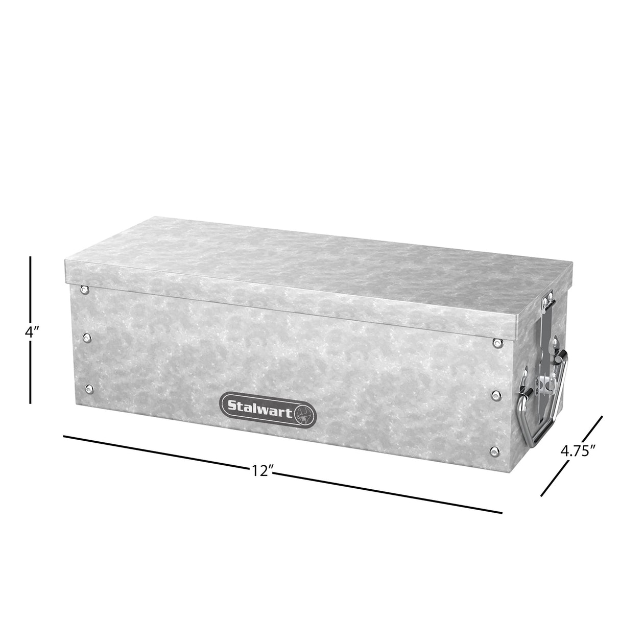 Lock Box with Folding Handle - Durable Metal Storage Chest with Stackable Design to Secure Valuables, Cash, Jewelry, and Weapons by Stalwart (Silver) Stalwart