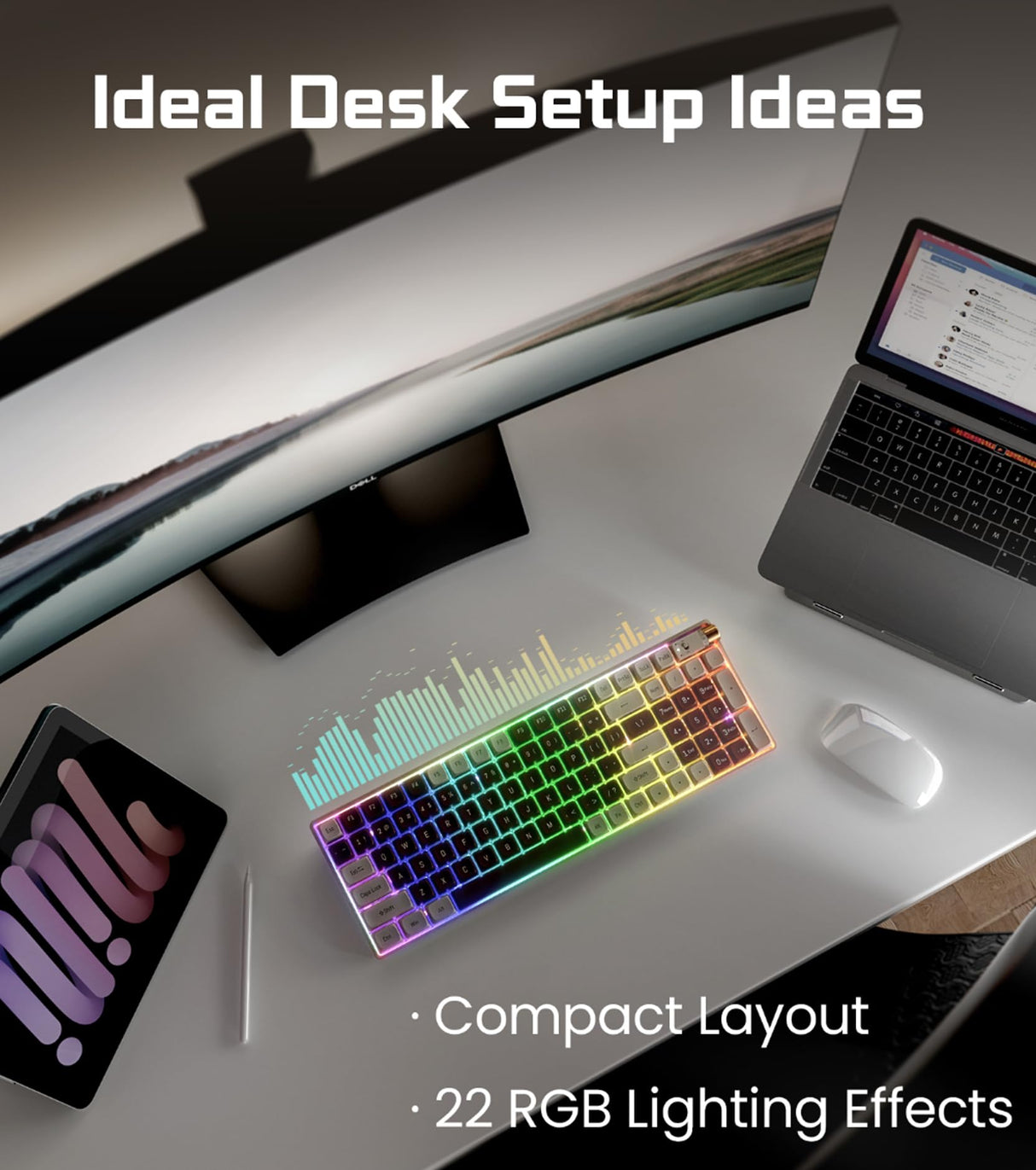 ROYALAXE R100 Wireless Mechanical Keyboard, Hot Swappable Wired/2.4G Wireless/Bluetooth Keyboard with RGB Light for Windows & Mac, PBT Keycaps, ROYALAXE