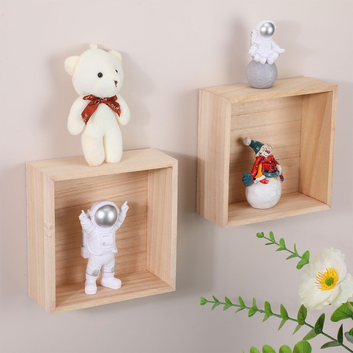 16 Pack Unfinished Wooden Box, 6 x 6 Inch Square Rustic Wooden Box Craft Storage Organizer Box for Storage, Art Collectibles, Home Decor, Desktop Yookeer