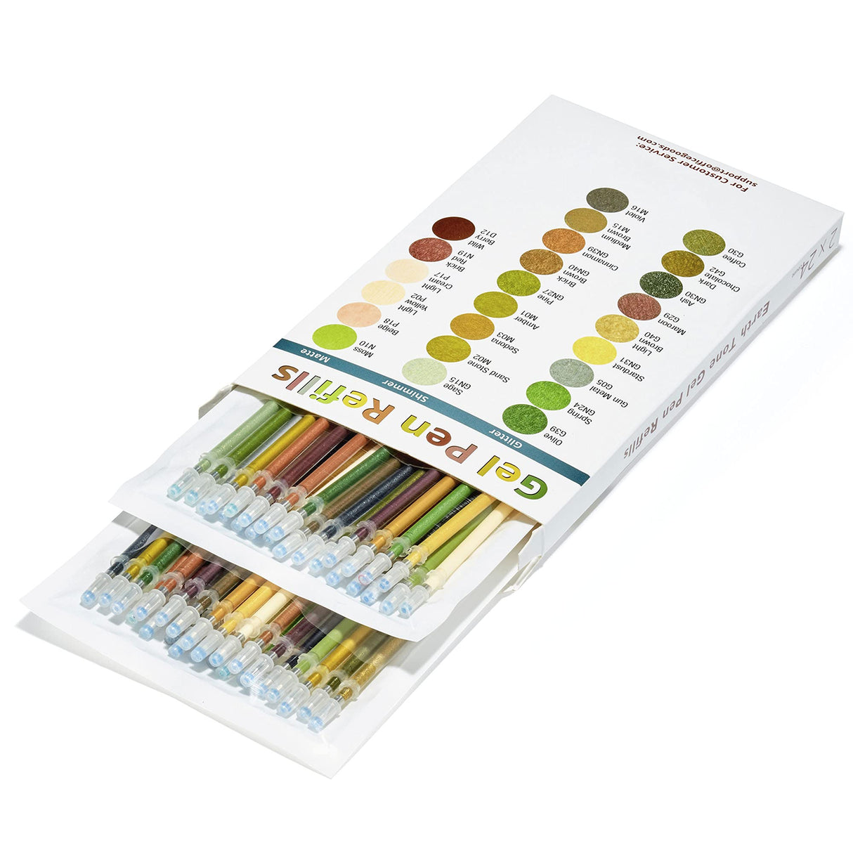 OfficeGoods Gel Pen Refills - 24 Individual Colors - Fits Most Gel Pens - Fast Drying Ink - Perfect for Artists, Adult & Kids Coloring Books, OfficeGoods
