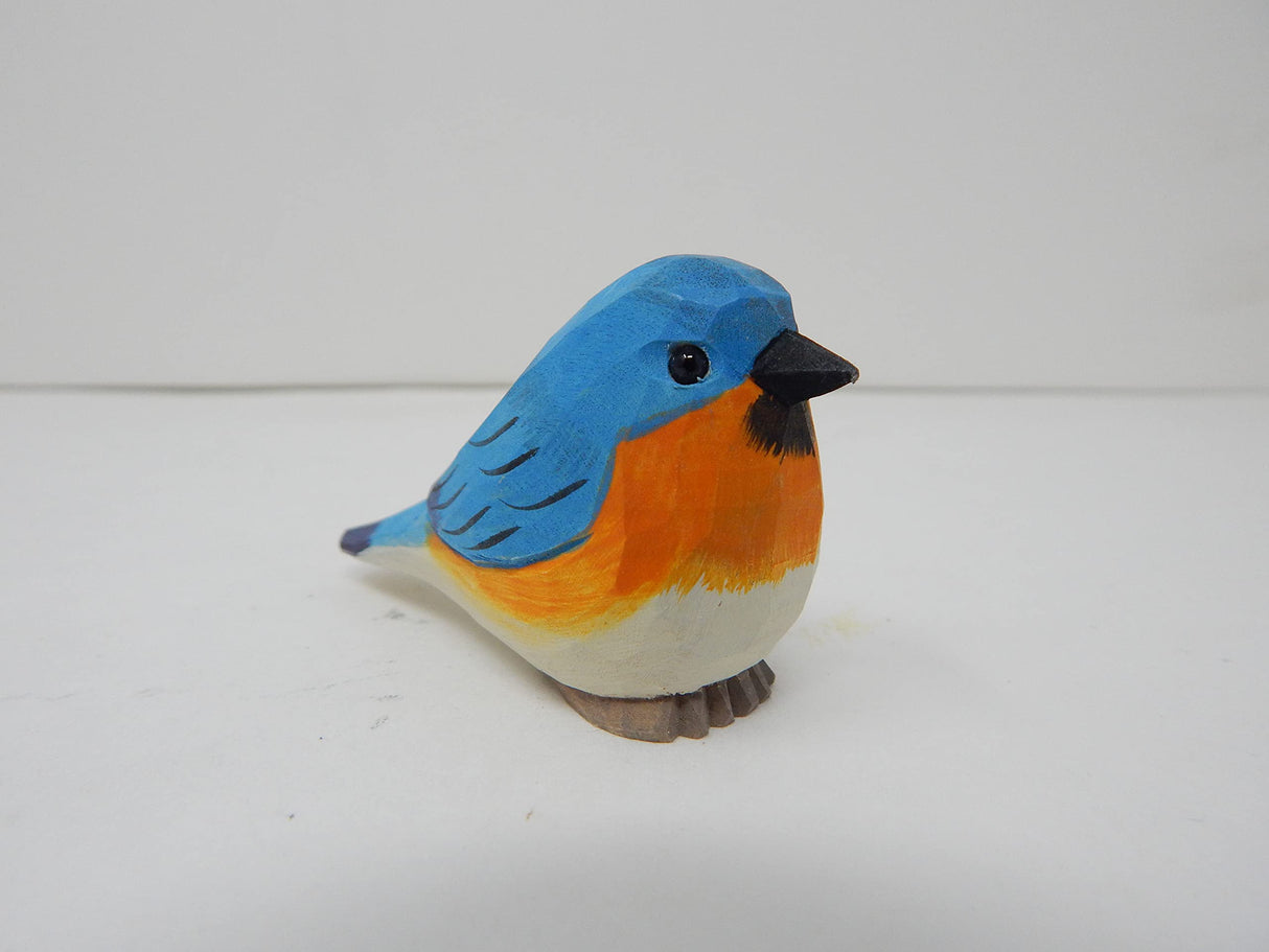 Selsela Eastern Bluebird Wood Ornament Bird Hanging Figurine Handmade Carved Decoration Selsela