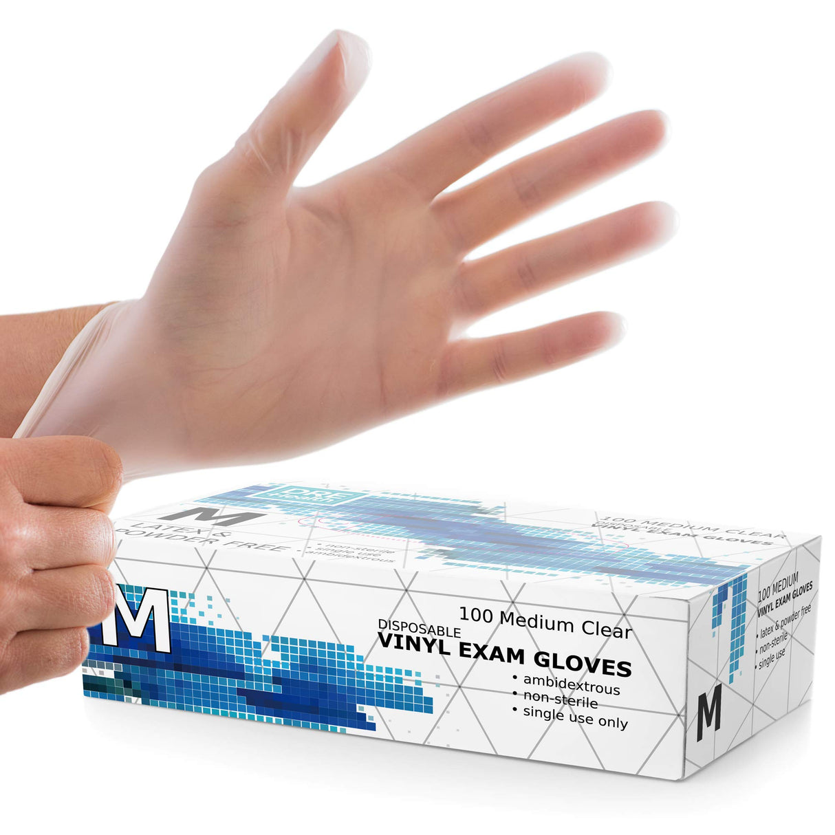 Dre Health Medium Clear Vinyl Medical Exam Gloves - Pack of 100 Dre Health