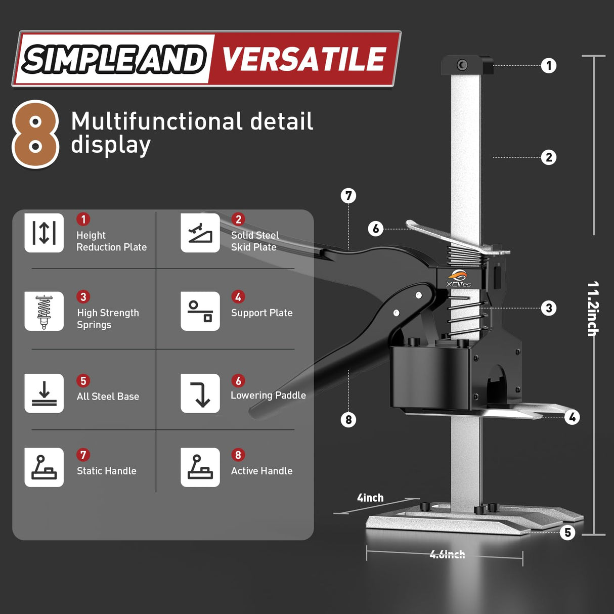 XClifes Labor-Saving Handle, 12 In Arm Tool Lift 2PCS, Wall Tile Locator, Multi-Function Height Adjustment Lifting Device, Door Panel Lifting Cabinet XClifes