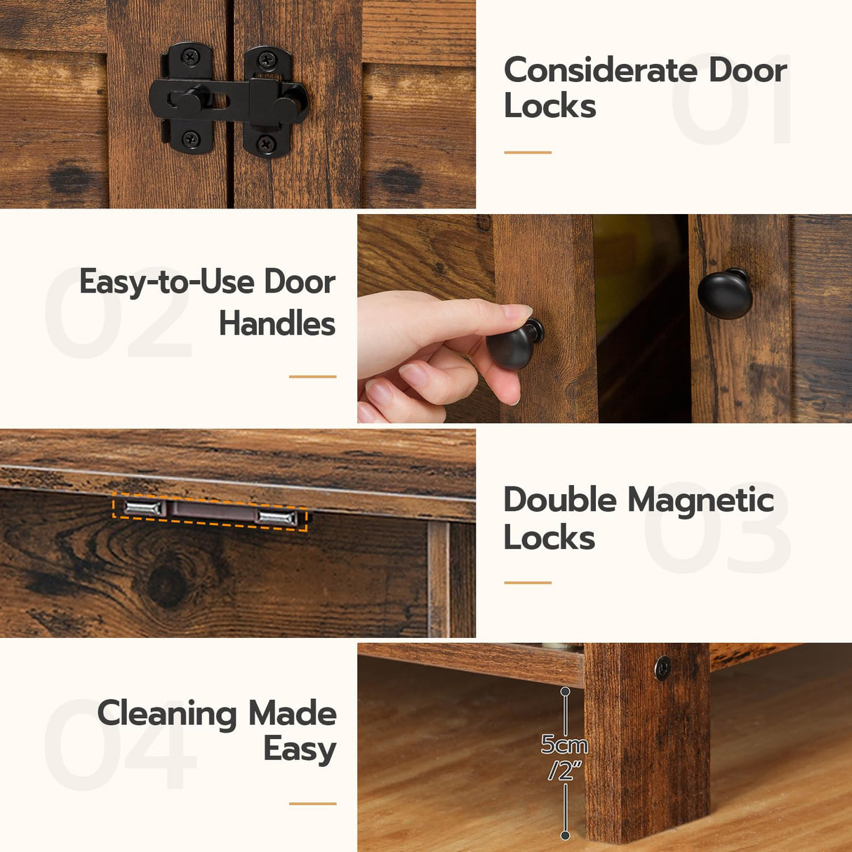 HOOBRO Cat Litter Box Enclosure, Cat Litter Box Furniture with Divider, Hidden Litter Box Furniture, Wooden Pet House, End Side Table, 31.5"L x HOOBRO