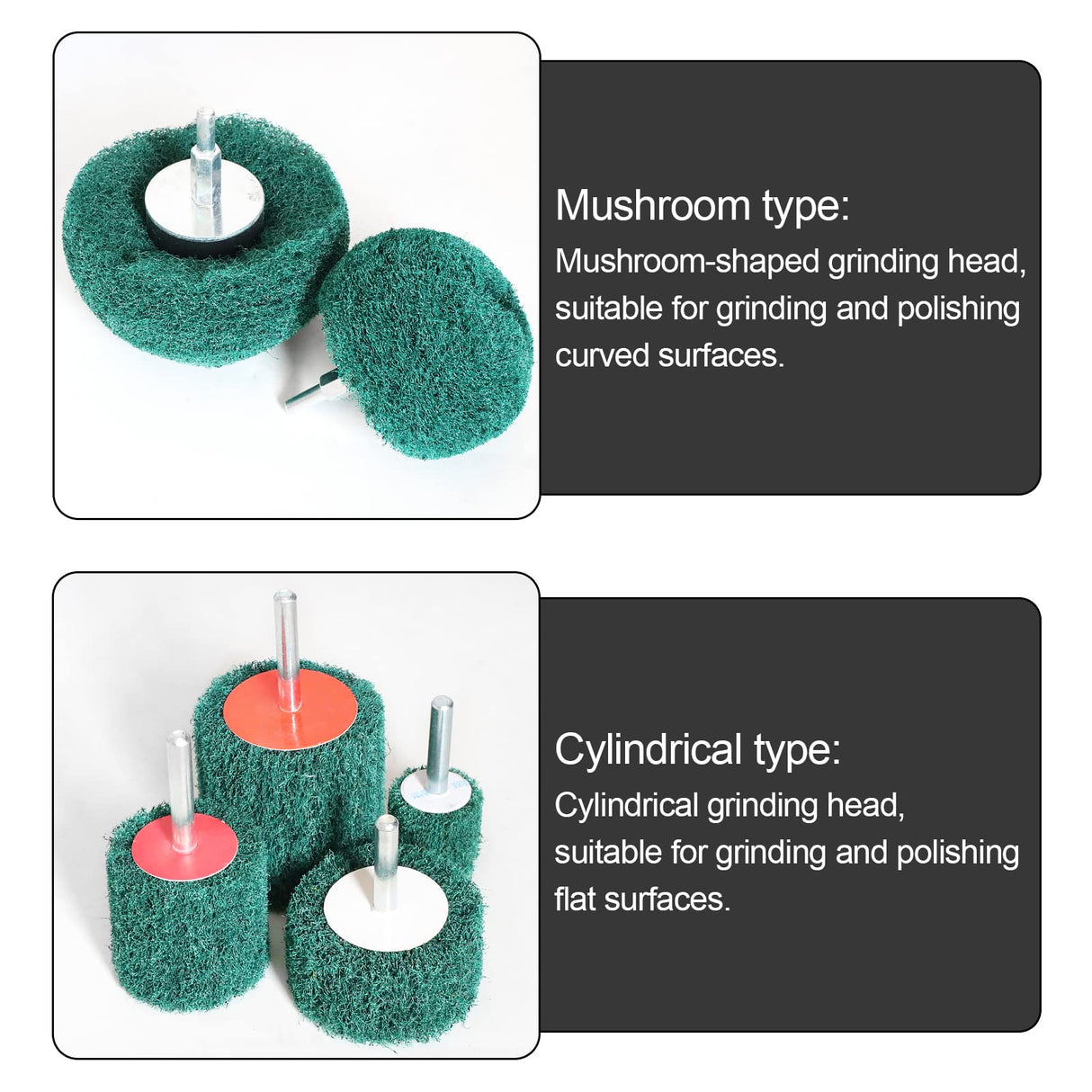 6PCS Non Woven Abrasive Buffing Polishing Wheel Drill Attachment Set,Scouring Pads Power Scrubber Cleaning Kit (Green) Hiqalty