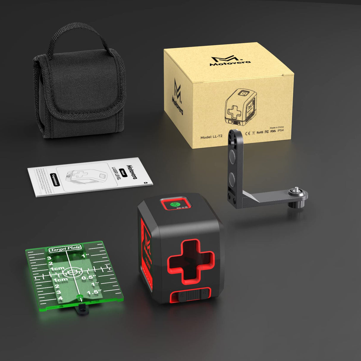 Motovera Laser Level, 100 feet Self Leveling Laser Level, Green Cross Line Self leveling, 4 Brightness Adjustment, Manual Self leveling and Pulse Motovera