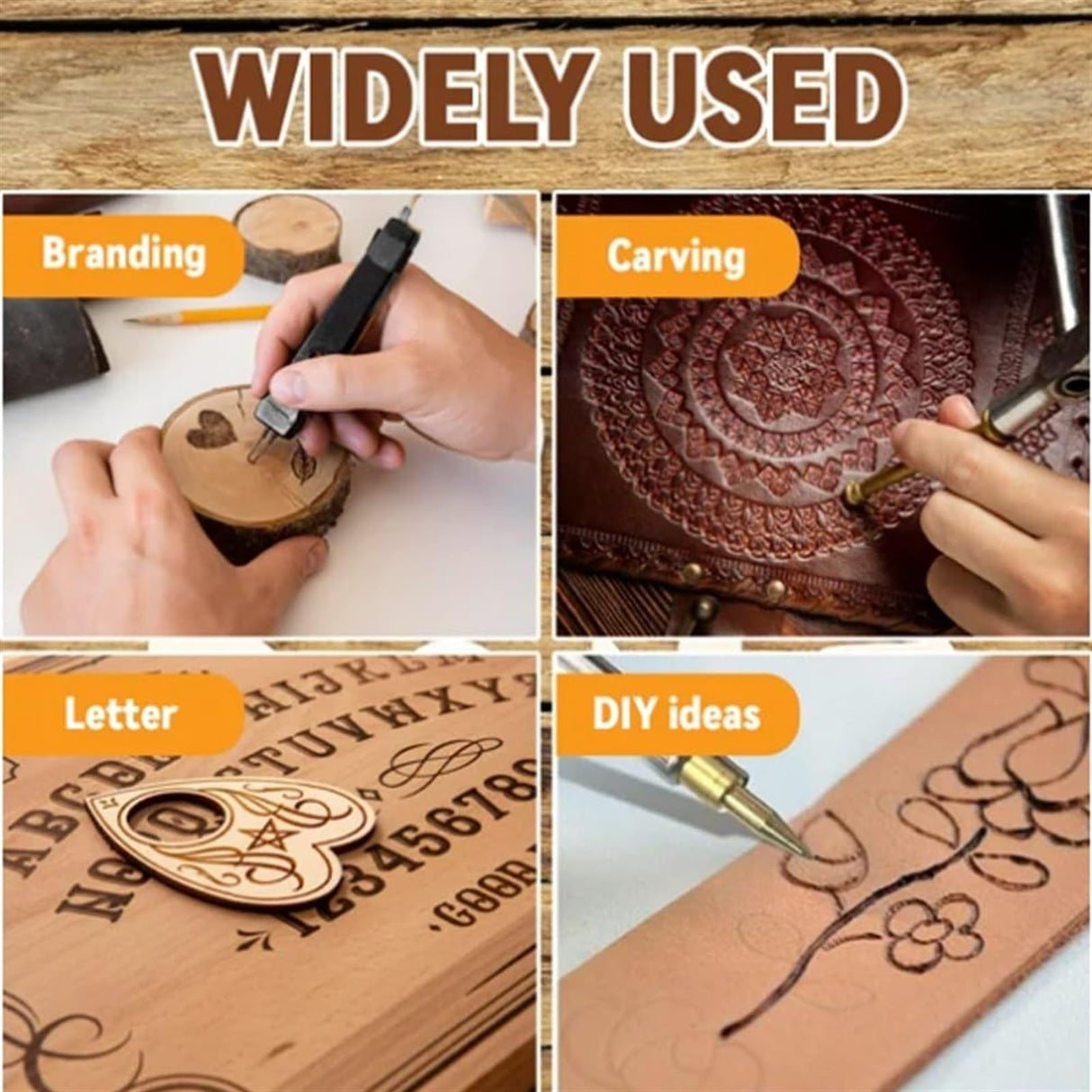 DIY Wood Burning/Carving Set, Diy Wood/Leather Burning Set—26 Letters Copper Mold, Wood Craft DIY Embossing Carving, Wood Burning Kit Letter Wood VALHMKT