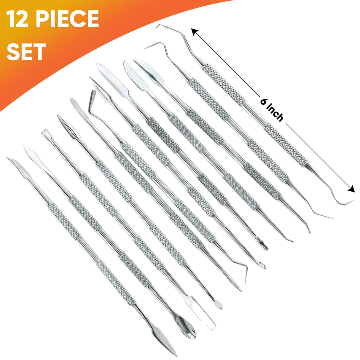Stainless Steel Wax Carvers Set, Polymer Pottery Clay Spatula Carving Tool for Modeling, Sculpting and Shaping, Set of 12 TIT COOPOPE