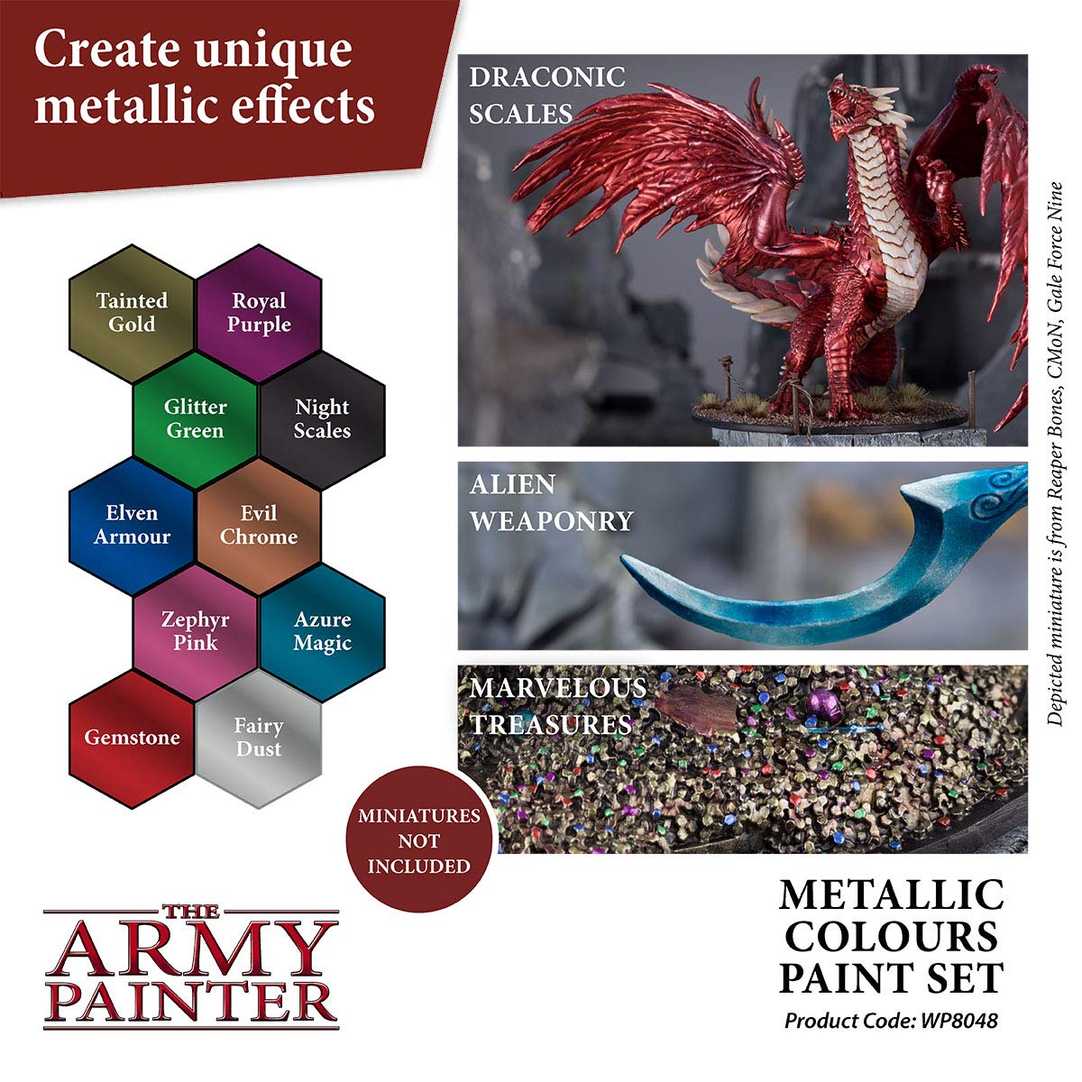 The Army Painter - Metallic Colours Paint Set - Hobby Acrylic Paint Set of 10 Metallic Acrylic Paint - Includes Tainted Gold Acrylic Paint Metallic - The Army Painter