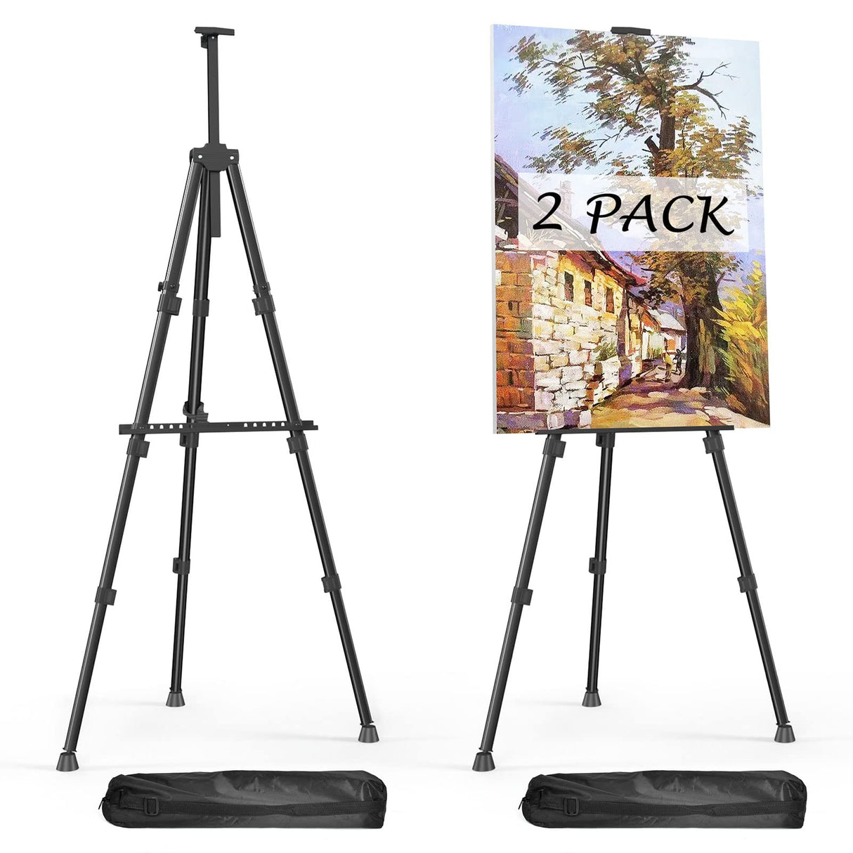 Easels for Painting Canvas, Aredy 66" Art Easel for Drawing, Portable Painting Easel Stand, Metal Table Top Easel (2 Pack) Aredy