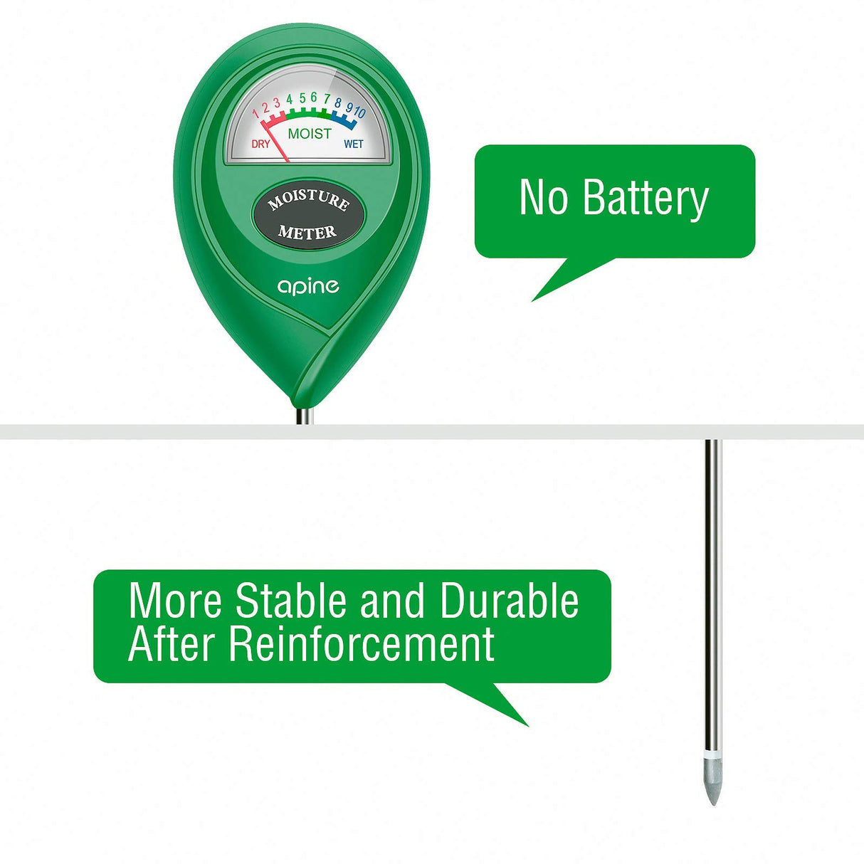 apine Soil Moisture Meter, Plants Moisture Meter, Plant Water Meter for Indoor/Outdoor plants, hydrometer for plants(Green) apine