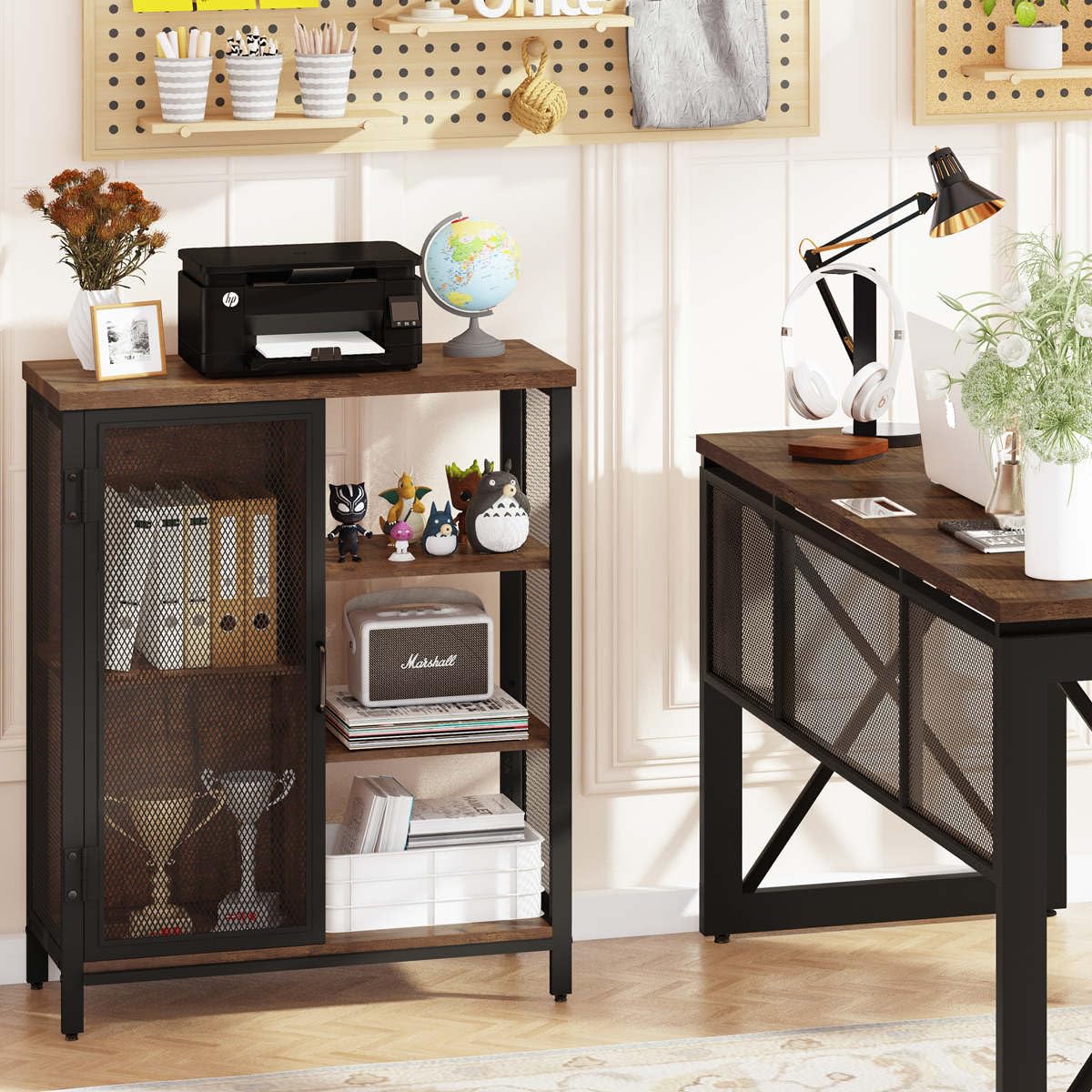 Farmhouse Coffee Bar Cabinet by BON AUGURE – Rustic Oak Storage Sideboard for Kitchen and Dining Room BON AUGURE