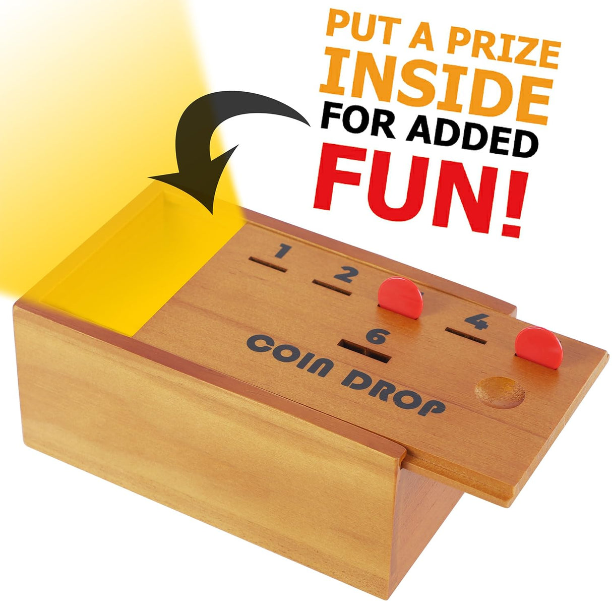 Juegoal Coin Drop Set, Pennies Dice Games for Kids and Adults, Wooden Tabletop Board Game Sets for 2-6 Player, Wood Penny Game Box Includes 48 Chips Juegoal