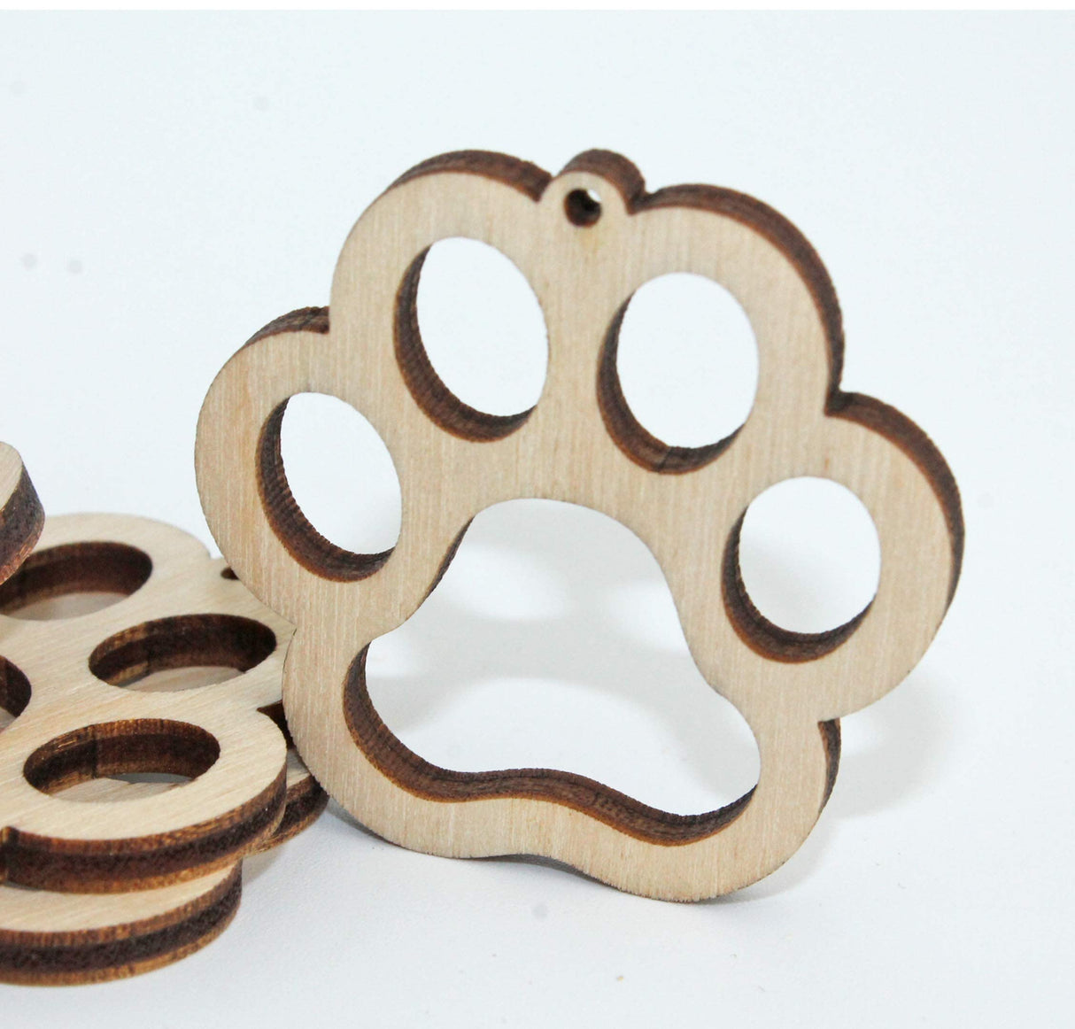 ALL SIZES BULK (12pc to 100pc) Unfinished Wood Wooden Laser Cutout Puppy Dog Paw Prints Dangle Earring Jewelry Blanks Charms Shape Crafts Made in Texan Wood Crafts