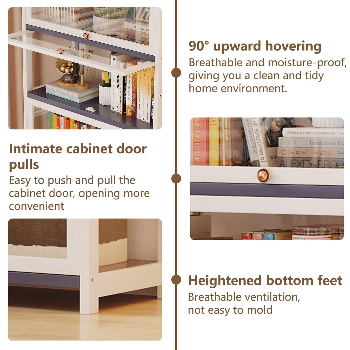 Stranthother 4-Tier Bamboo & Acrylic Curio Display Cabinet for Collectibles Stranthother