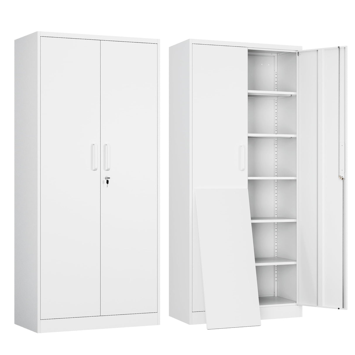 Yizosh Metal Garage Storage Cabinet with 2 Doors and 5 Adjustable Shelves - 71" Steel Lockable File Cabinet,Locking Tool Cabinets for Yizosh