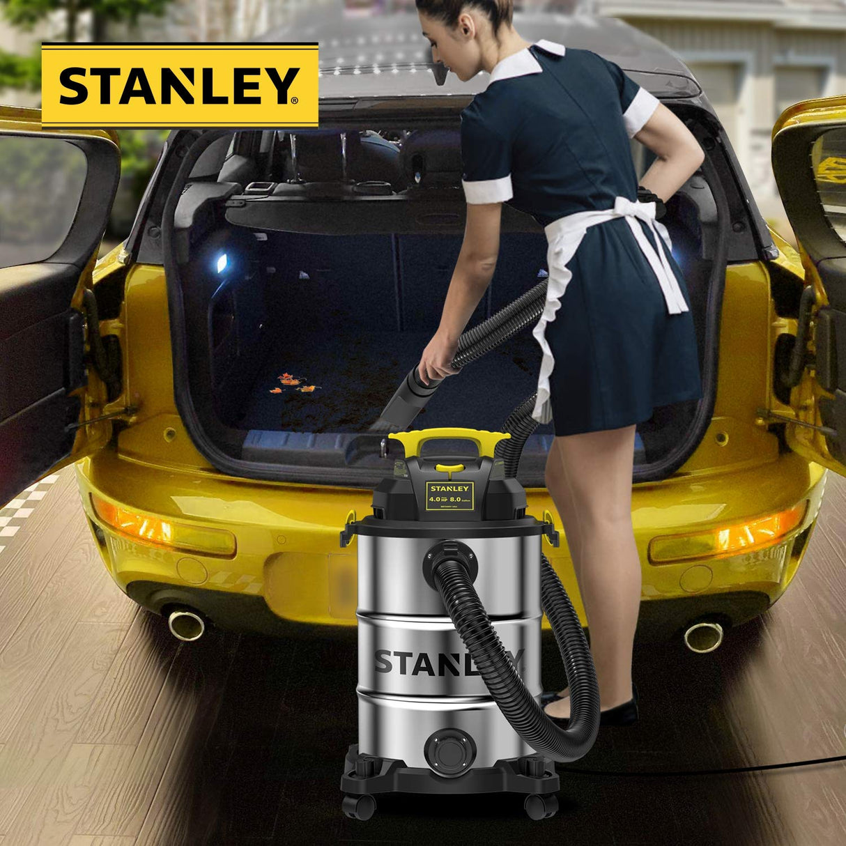 Stanley SL18117 Wet/Dry Vacuum, 8 Gallon, 4 Horsepower, 4.0 HP, Silver Stanley