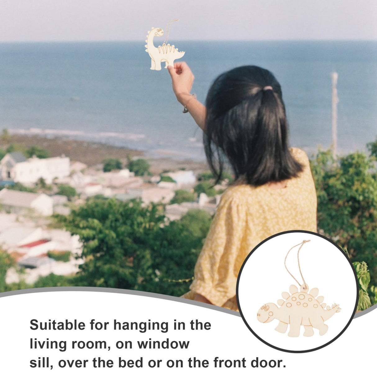 Wood Cutout 1 Set of Wooden Dinosaur Cutouts Unfinished Animal Pieces Rustic Predrilled Slices Wood Drawing Pendant Animal Craft Embellishments for VILLCASE