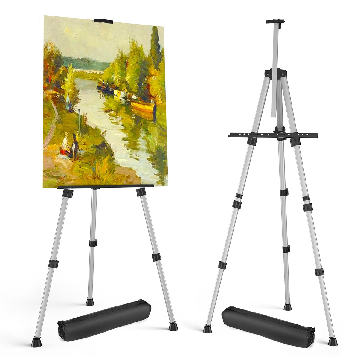 Art Painting Display Easel Stands - Portable Adjustable Aluminum Metal Tripod Artist Easels with Bags, Height from 17" to 66", Extra Sturdy for abitcha
