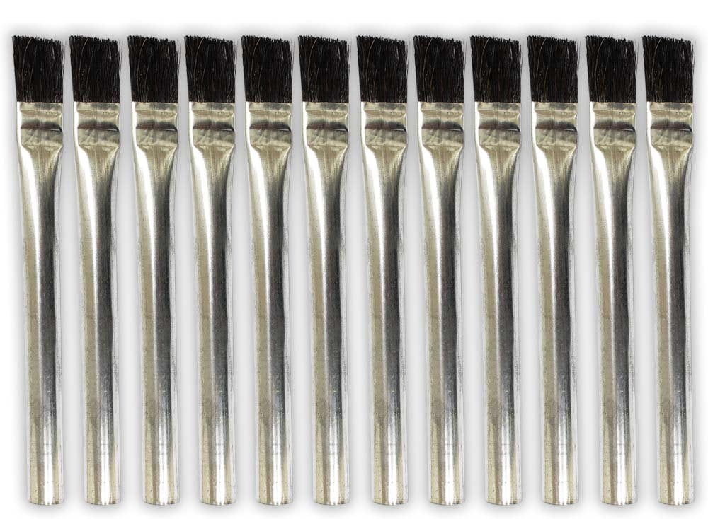 BRISTLE INDUSTRIAL BRUSHES 12 Pc Acid Brushes Set | Lightweight Aluminum Handles | 3/4" (1.9 cm) Width | Ideal for Caustic Substances, Glues, Sealers BRISTLE INDUSTRIAL BRUSHES