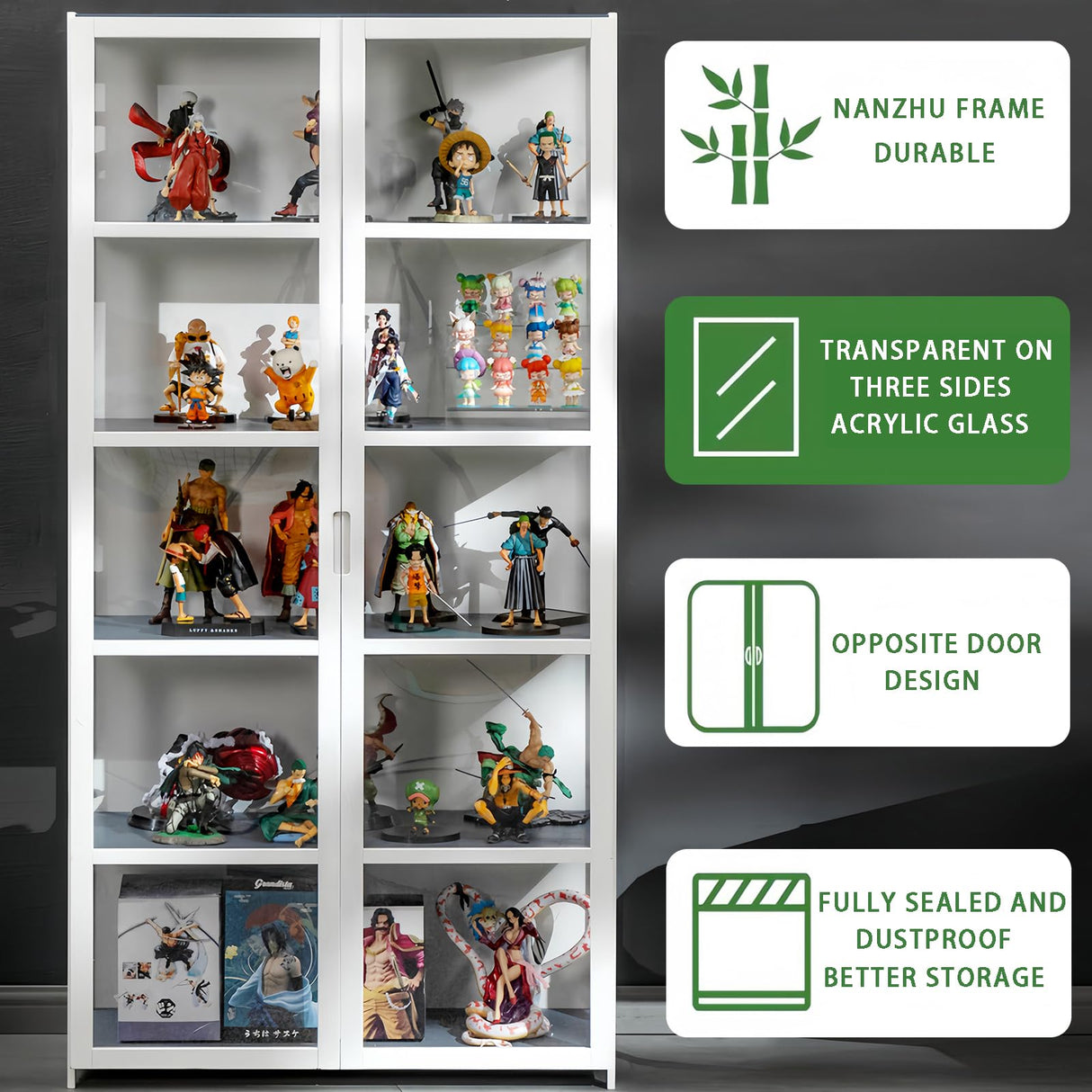 HDROGUV 5-Tier Acrylic Glass Curio Display Cabinet – Stylish Organiser for Books, Toys, and Collectibles HDROGUV