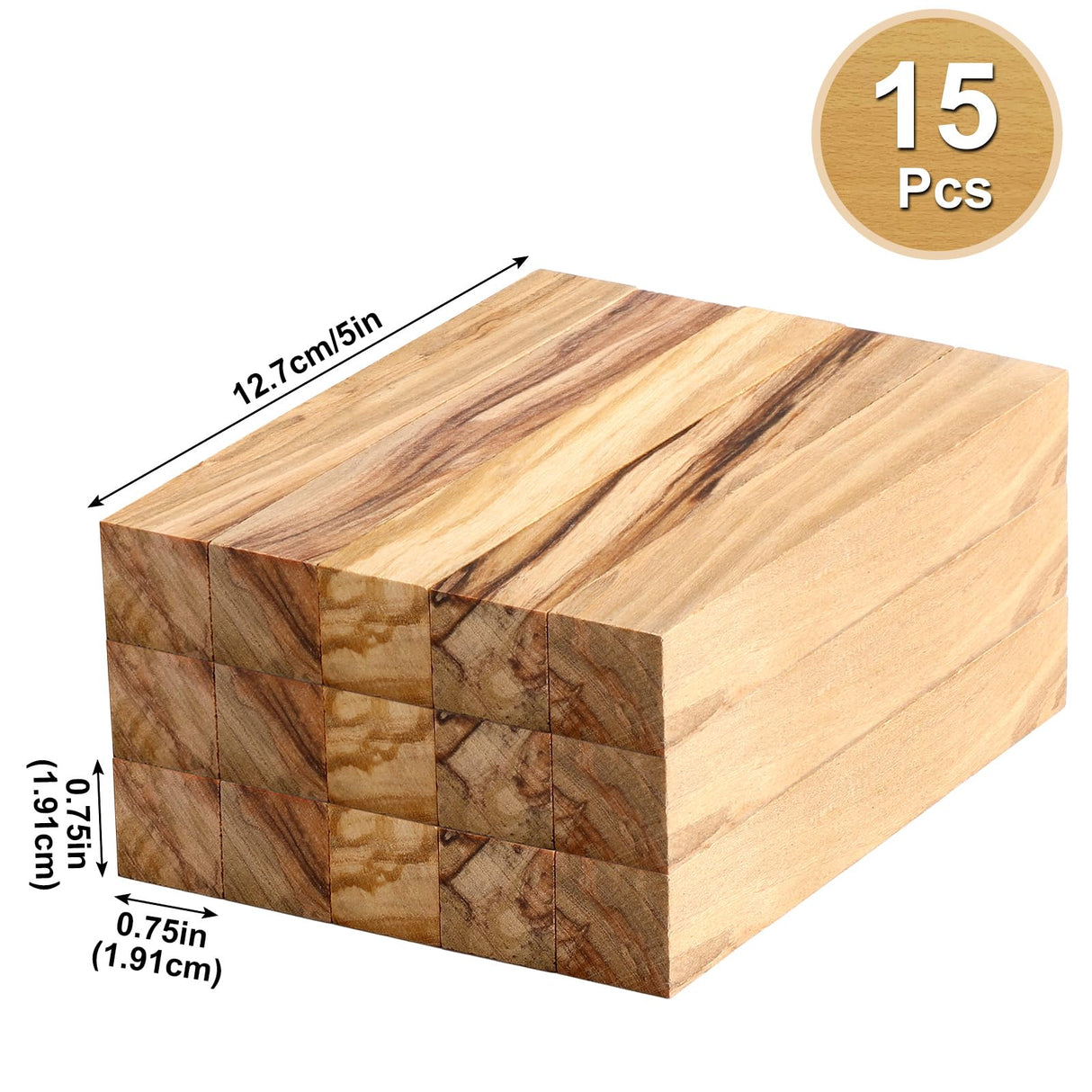 Spiareal 15 Pcs Olive Wood Pen Blanks Pen Turning Supplies DIY Crafts Pen Turning Kit, 5 x 3/4 x 3/4 Inch Spiareal