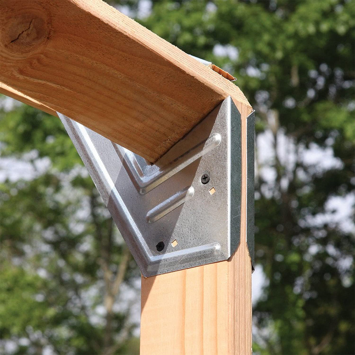 EZBUILDER 7 x 8 Foot Peak Roof Storage Shed Garage Barn DIY EZ Framing Kit with 24 Galvanized Steel Angles and 12 Base Plates (No Wood Included) EZBUILDER