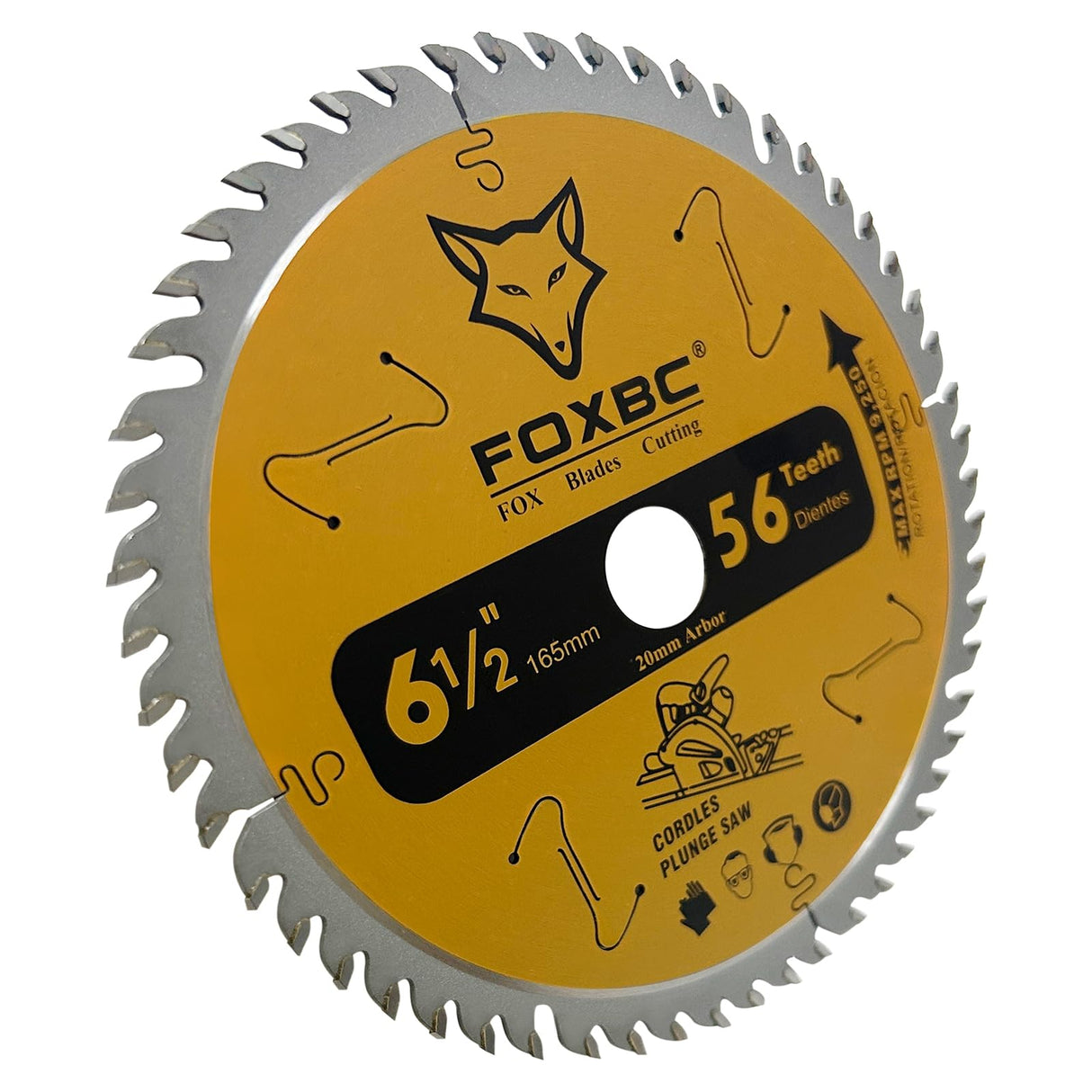 FOXBC 6-1/2" 56T Carbide-Tipped Track Saw Blade for Makita B-07353 Plunge Circular Saw, Wen CT1065, Replacement for Makita B-57342, Wen BL655 Saw FOXBC