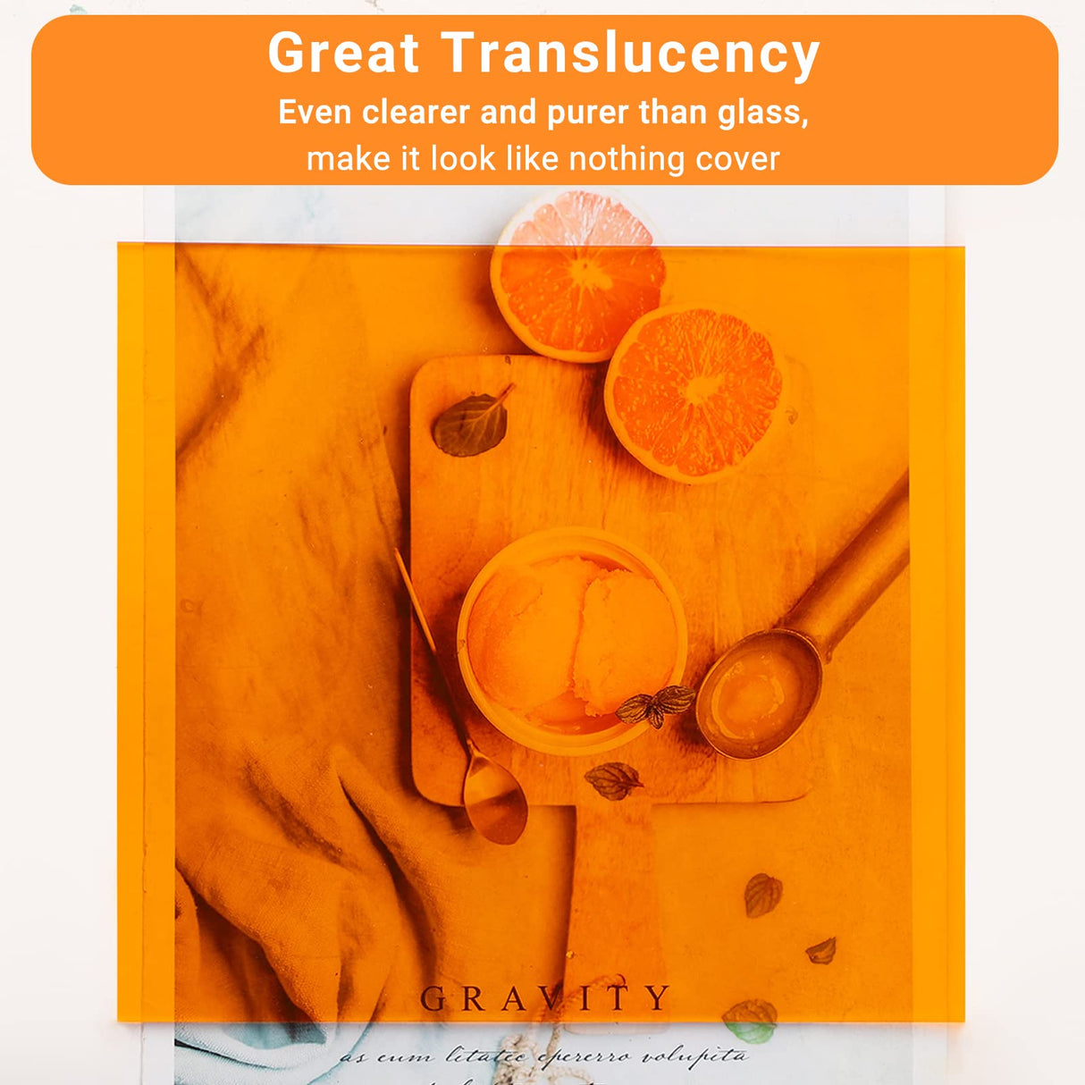 Enoin 1 Pack 12x16 Inches Orange Translucent Acrylic/Plexiglass Sheet 0.118'' 1/8 Thick, Plastic Sheet Colored Board Panel for Glass, DIY, Painting, Enoin