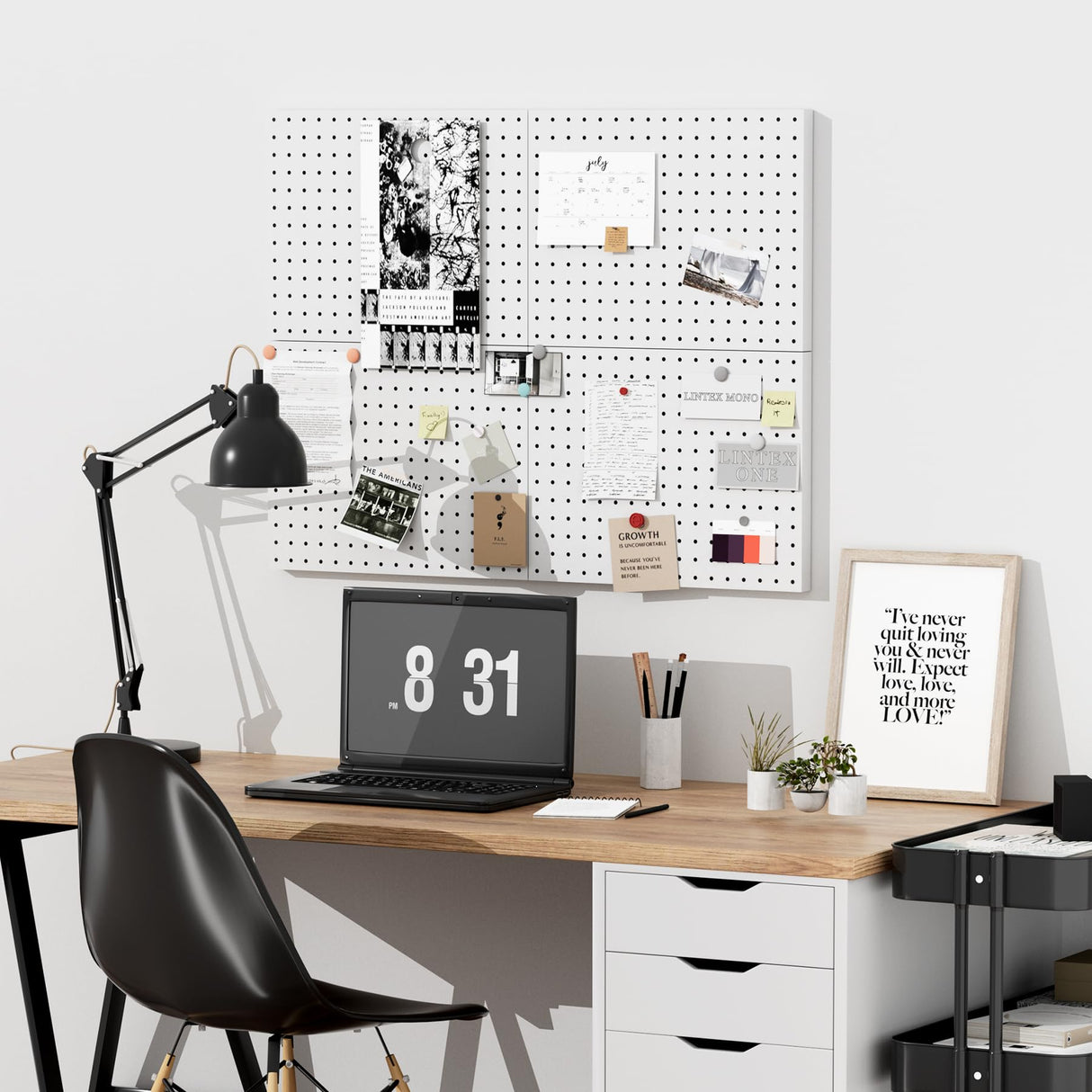 Heavy Duty Metal Pegboard Organizer - Wall Storage Steel Peg Board Panels Set 1/4 inch Round Holes 17"x13" 4 Pack Garage Craft Tool Display Hanging G.CORE