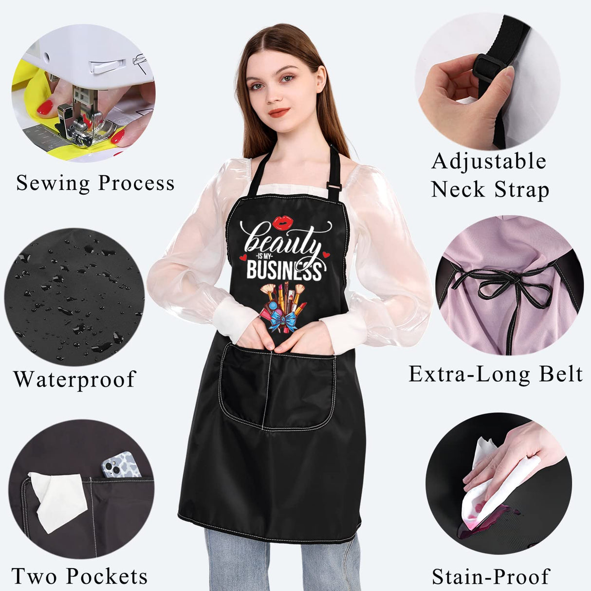 BDPWSS Makeup Artist Apron For Women Beauty Is My Business Esthetician Gift Cosmetology Student Gift Beautician Gift (My Beauty AP) BDPWSS