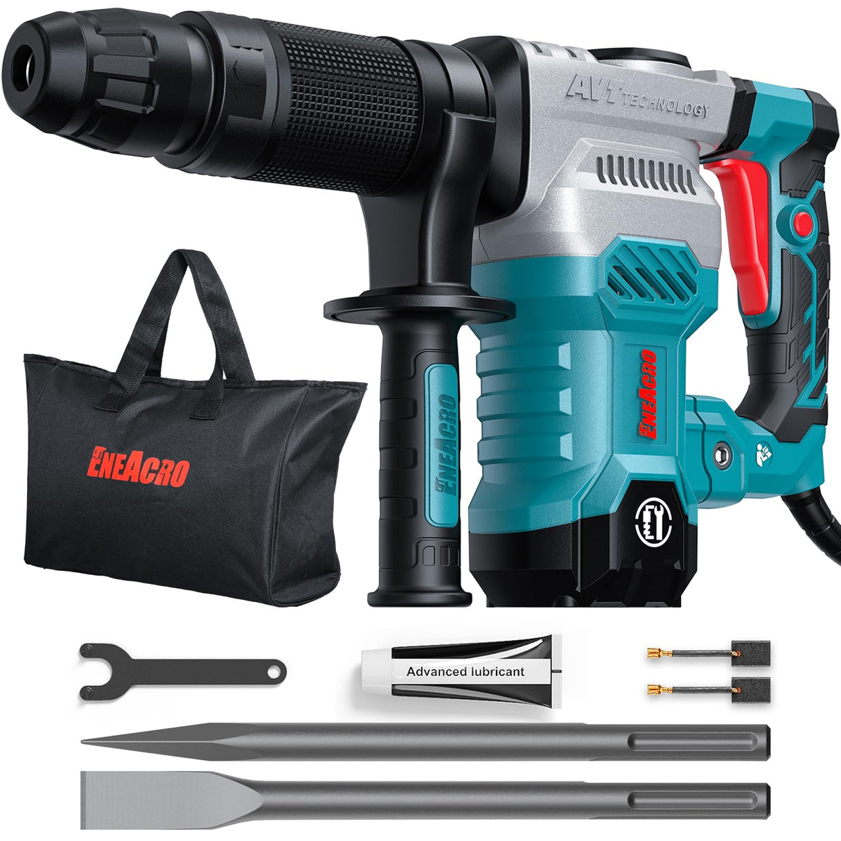 ENEACRO SDS-Max Demolition Jack Hammer for Concrete, Heavy Duty 11 Amp Electric Demo Chipping Hammer,Aluminum Alloy Shell, Vibration Control, ENEACRO