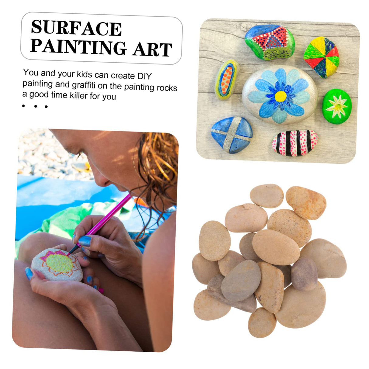 COHEALI 60 Pcs Painted Stone Flower Pot Pebbles Natural River Rocks Smooth Rocks Bundle River Stones Drawing Stones for DIY River Rocks for Painting COHEALI