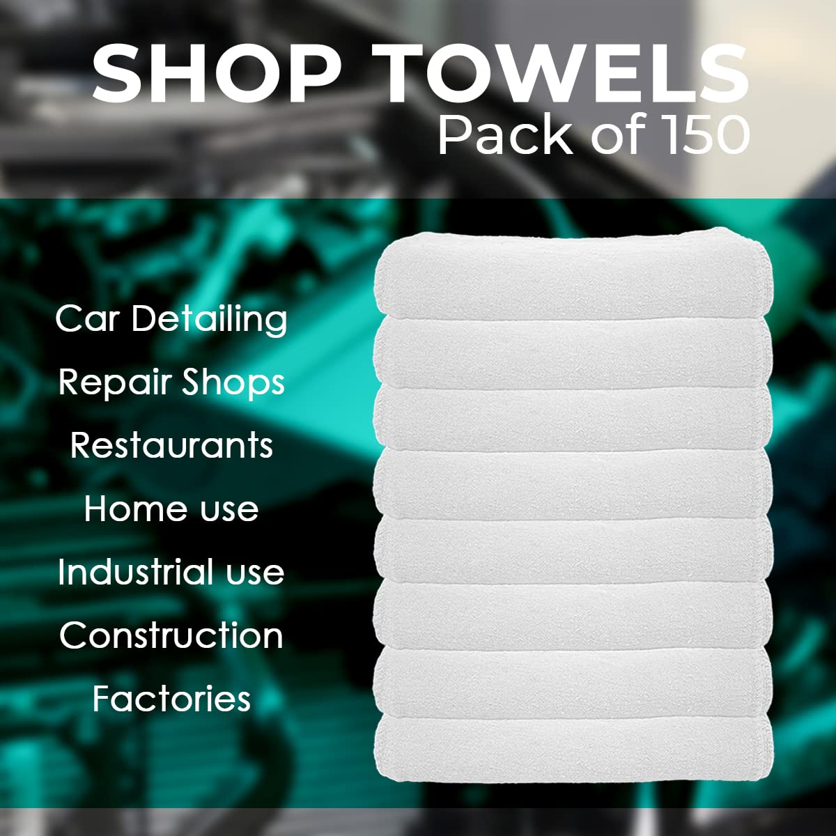 Avalon Cotton Shop Rags – (Pack of 150) Size 12x14 Inches Cleaning Rags – Absorbent Shop Towels and Multipurpose Cleaning Towels for Automobiles, Avalon Towels