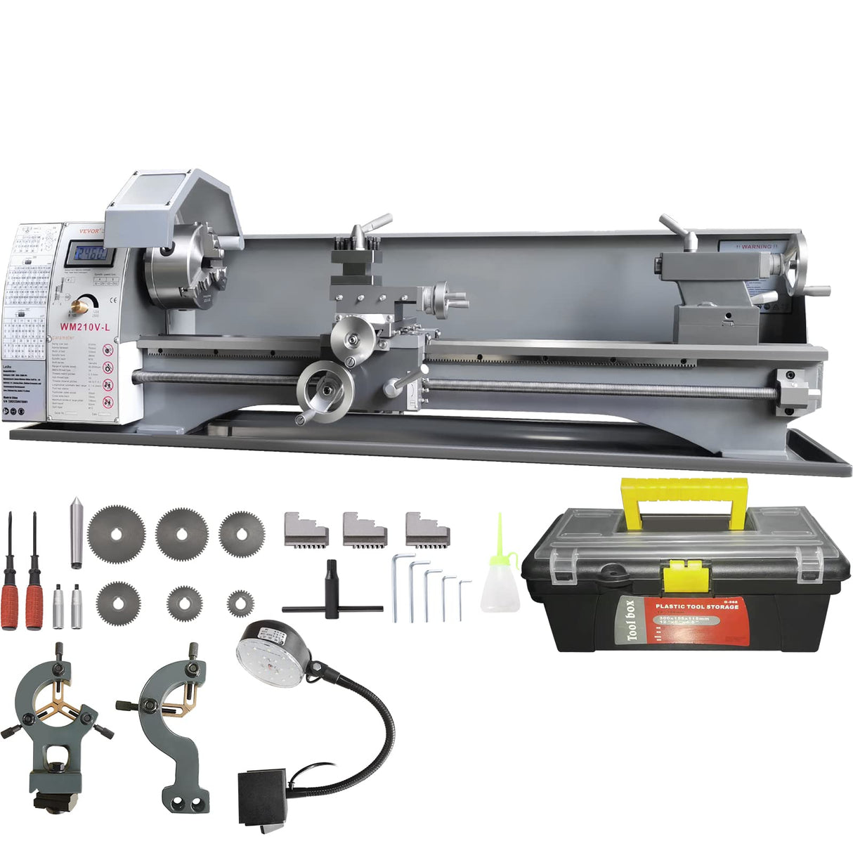 VEVOR Metal Lathe Machine, 8.3'' x 29.5'', Precision Benchtop Power Metal Lathe, 0-2500 RPM Continuously Variable Speed, 750W Brushless Motor Metal VEVOR