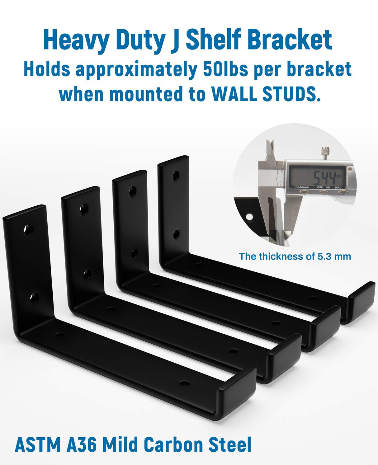 LEOPO 10 inch Shelf Bracket for DIY Floating Shelf, 1/5 inch Thick Heavy Duty Bracket, 4 Pack LEOPO
