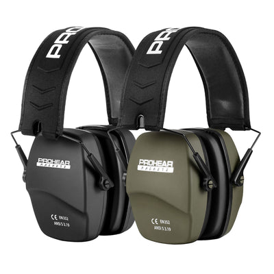 PROHEAR 016 Shooting Ear Protection Earmuffs 2 Pack, NRR 26dB for Gun Range, Hunting -Black and Green