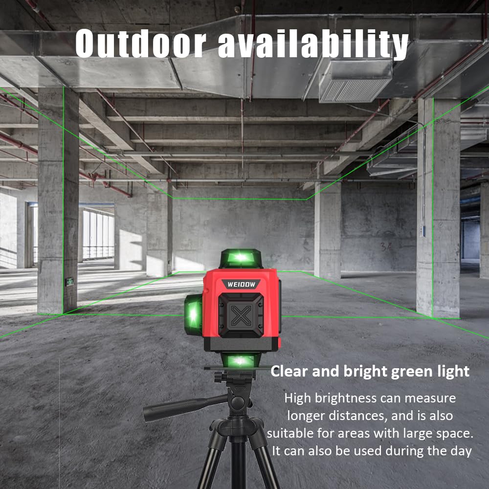16 Lines Laser Level 360 Self Leveling - Accurate 4×360 Laser Level Line Tool for Easy Measurements - Ideal for Professionals - Durable and WEIDDW